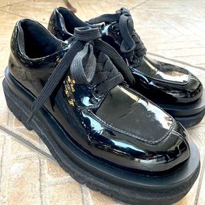 Jeffrey Campbell Patent Leather Platform Loafers, Black, size US 6.5